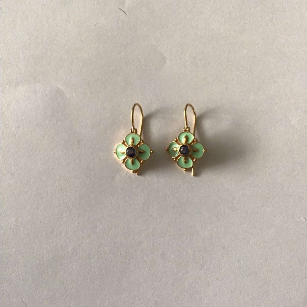 Sapphire Vermeil Sterling Silver Enameled Earrings